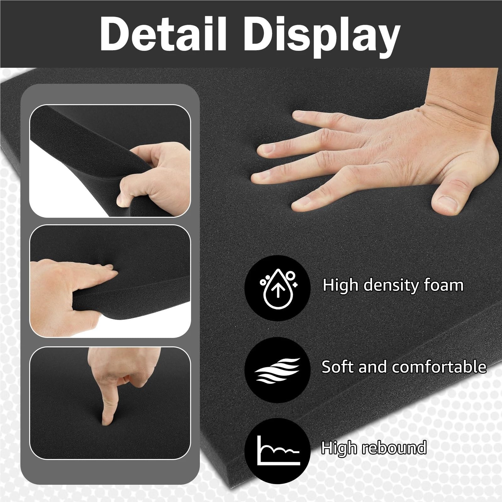 Cuscino di Sostegno in Schiuma per Divano Spugna ad Alta densità for Supporto Cuscino Divano 3 Pezzi | Sotto il cuscinetto di riparazione dell'abbassamento, comodo accessorio for mobili da divano(Black)