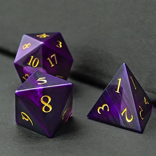 Miniatura 5 de UDIXI Juego de dados DND de piedra 7 dados de piedras preciosas naturales para Calabozos y Dragones dados DD hechos a mano para juegos de mesa MTG