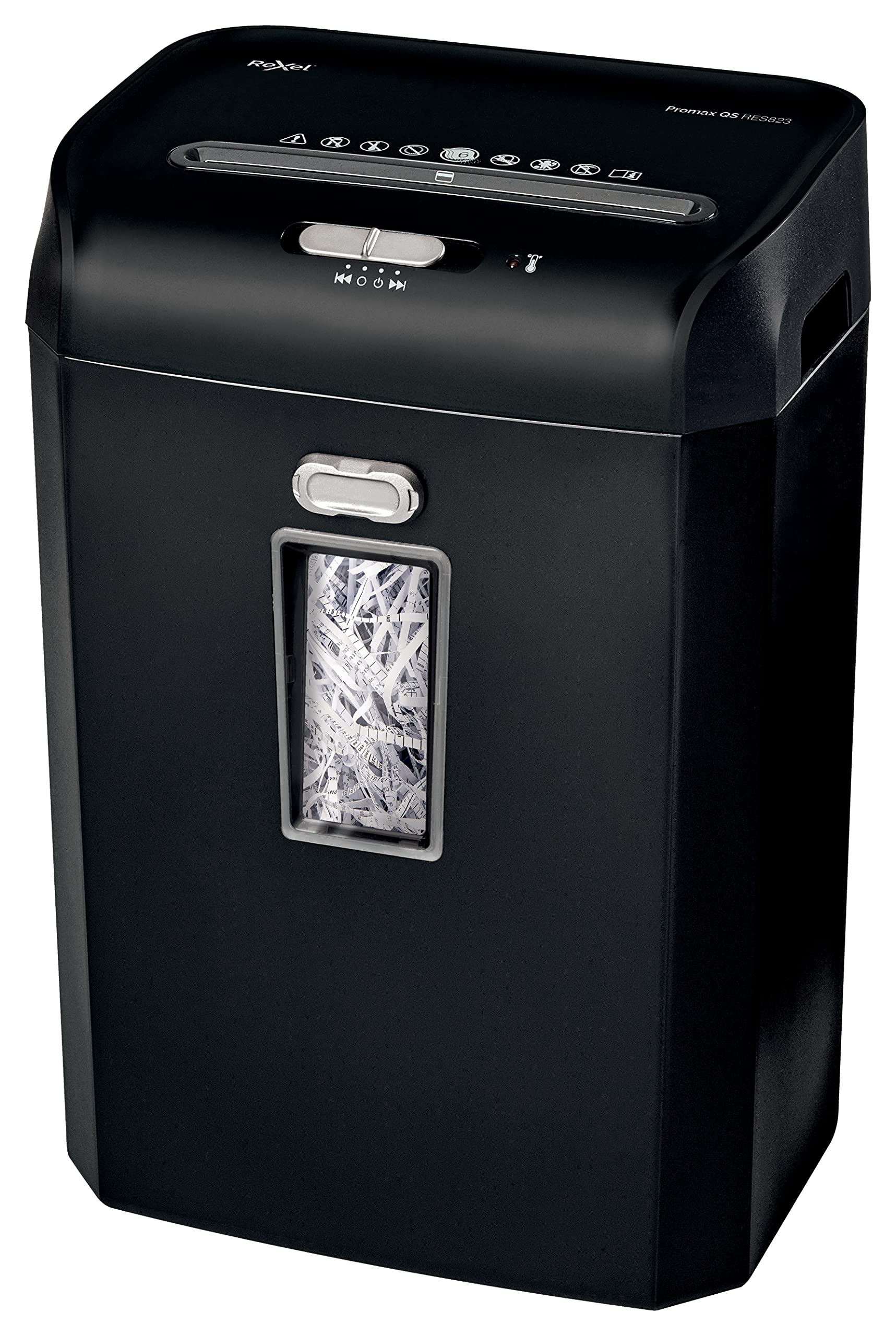 Rexel RES823 Strip Cut Paper Shredder, Shreds 8 Sheets, P2 Security, Small Office, 23L bin, Ultra Quiet, ProMax QS Range, 2104582