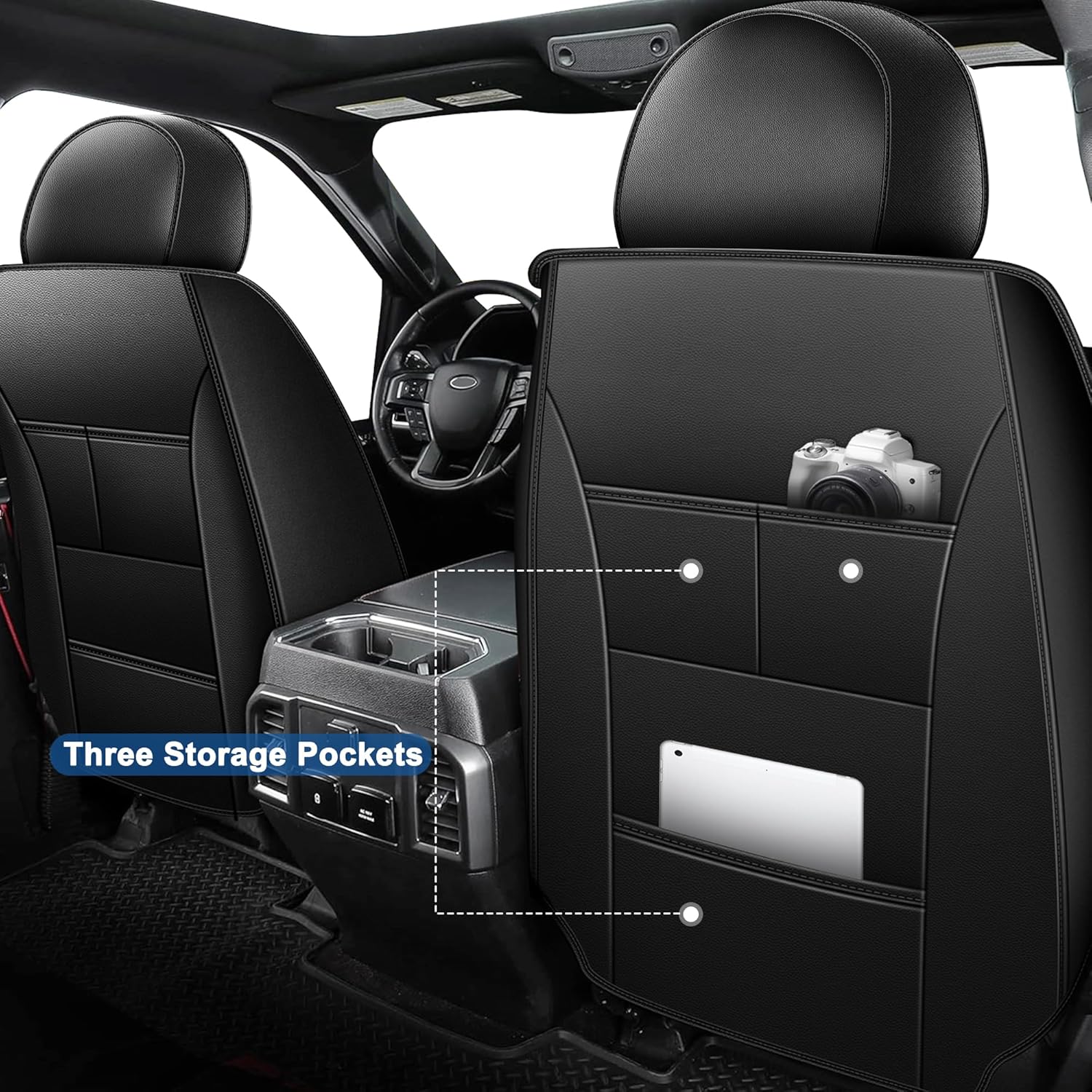 Car Seat Cover Fits for Chevrolet Chevy Silverado GMC Sierra 2007-2026 1500 2500HD 3500HD Trail Boss Z71 Crew Double Extended Truck Seat Covers(Front Only/Black)
