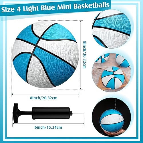 Miniatura 2 de Honoson Paquete de 6 unidades de baloncesto de goma impermeables para piscina de agua para regalos de fiesta de verano en el lago (8 pulgadas, azul