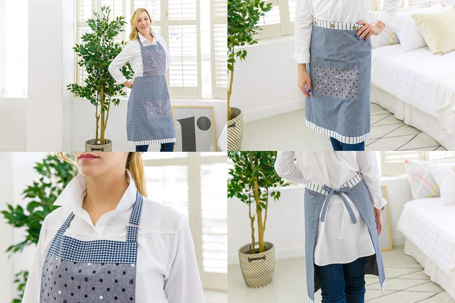 RF Shielding & Grounding Apron Multi Blue, European Style, For women men daily Adjustable kitchen Apron of 2 pocket, Korea