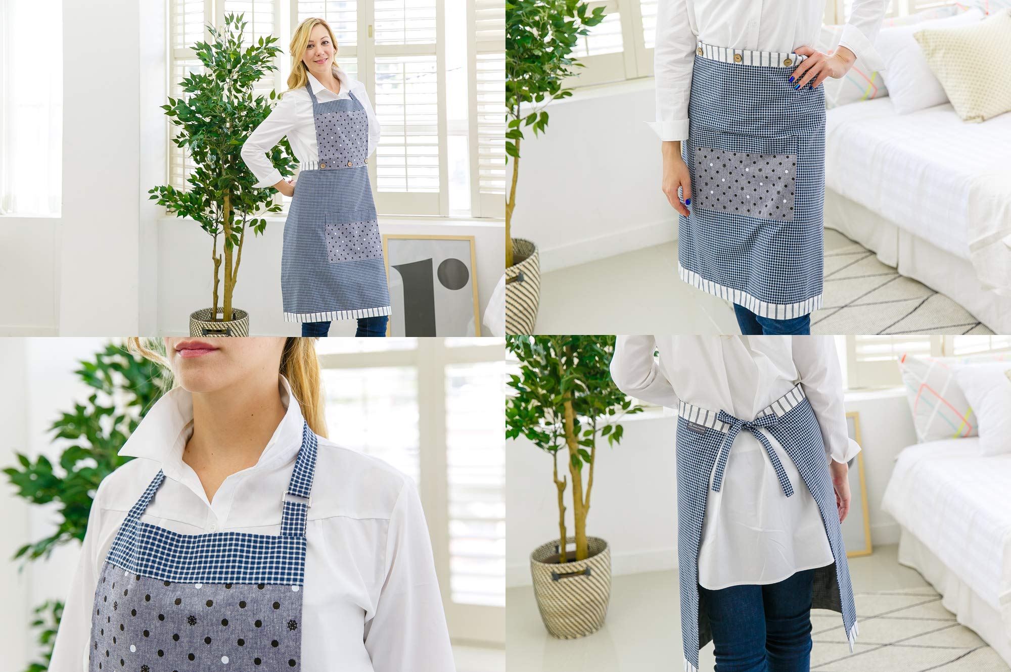 shieldgreen Anti RF LF Electric field shielding blocking apron blue, For women men daily Adjustable kitchen Apron of 2 pocket, safety stainless steel, Korea