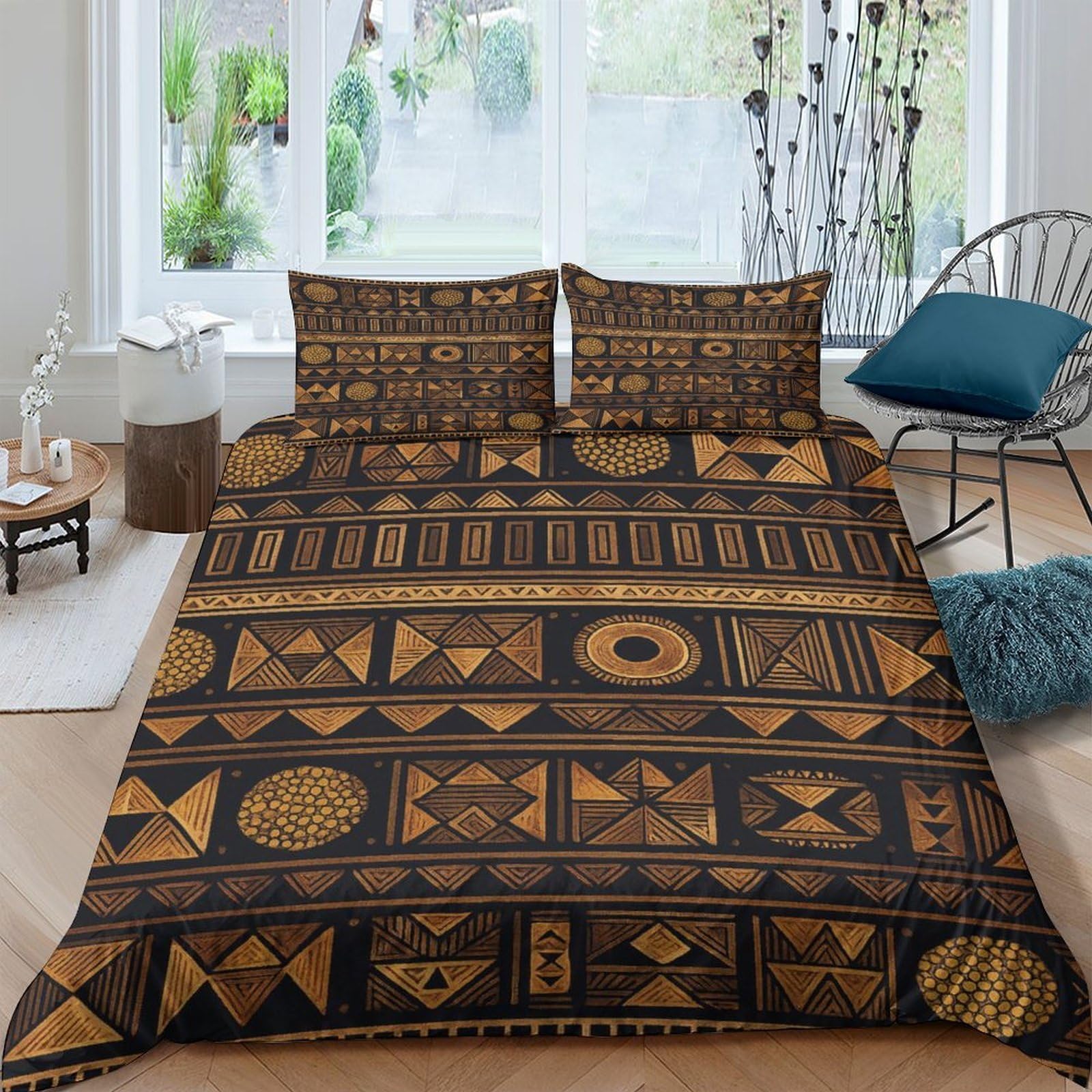 Ctjqhvkz Style-7 3D Printed African Tribal Pattern Fitted Sheet Microfiber Soft Breathable Geometric Art Mattress Cover For Bedroom Home Décor Single（135X200cm）