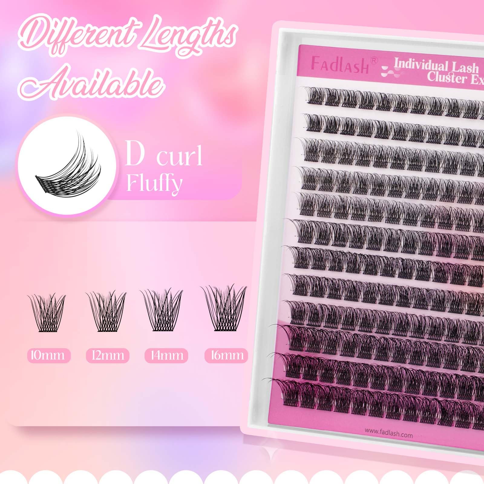 FADLASH J03 0.07mm D Curl 10-16mm Mixed Natural Look Fluffy Wispy Volume Lashes Tray DIY Eyelash Extensions - Image 2