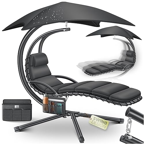 KESSER® Schwebeliege mit Sonnenschirm, Hängeliege, Sonnenliege H200, L194, B100 cm,