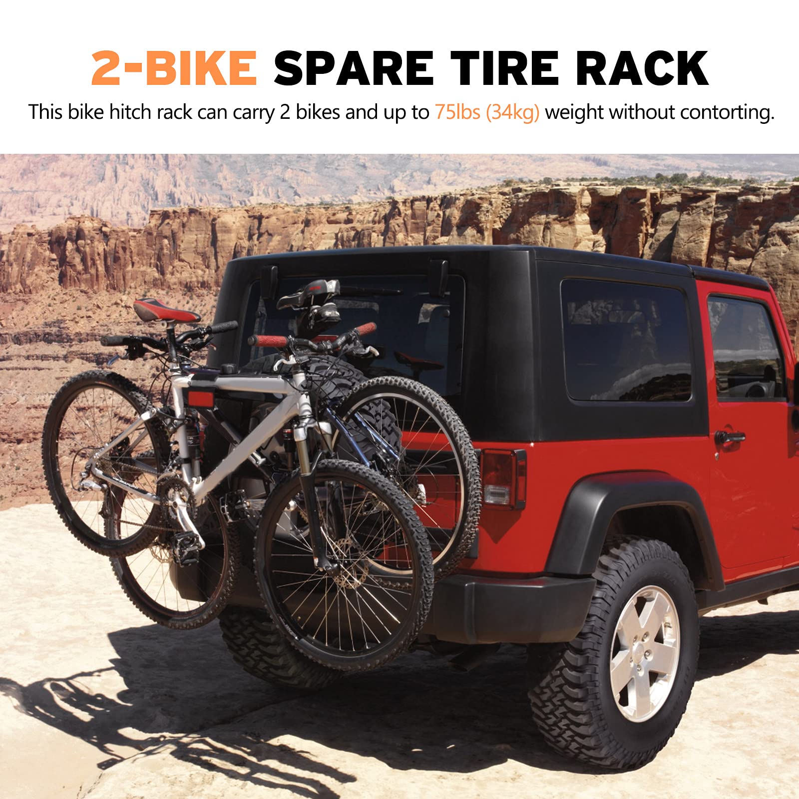 Kanruis 2Bike Spare Tire Rack Bicycle Carrier Adjustable Bolton Spare