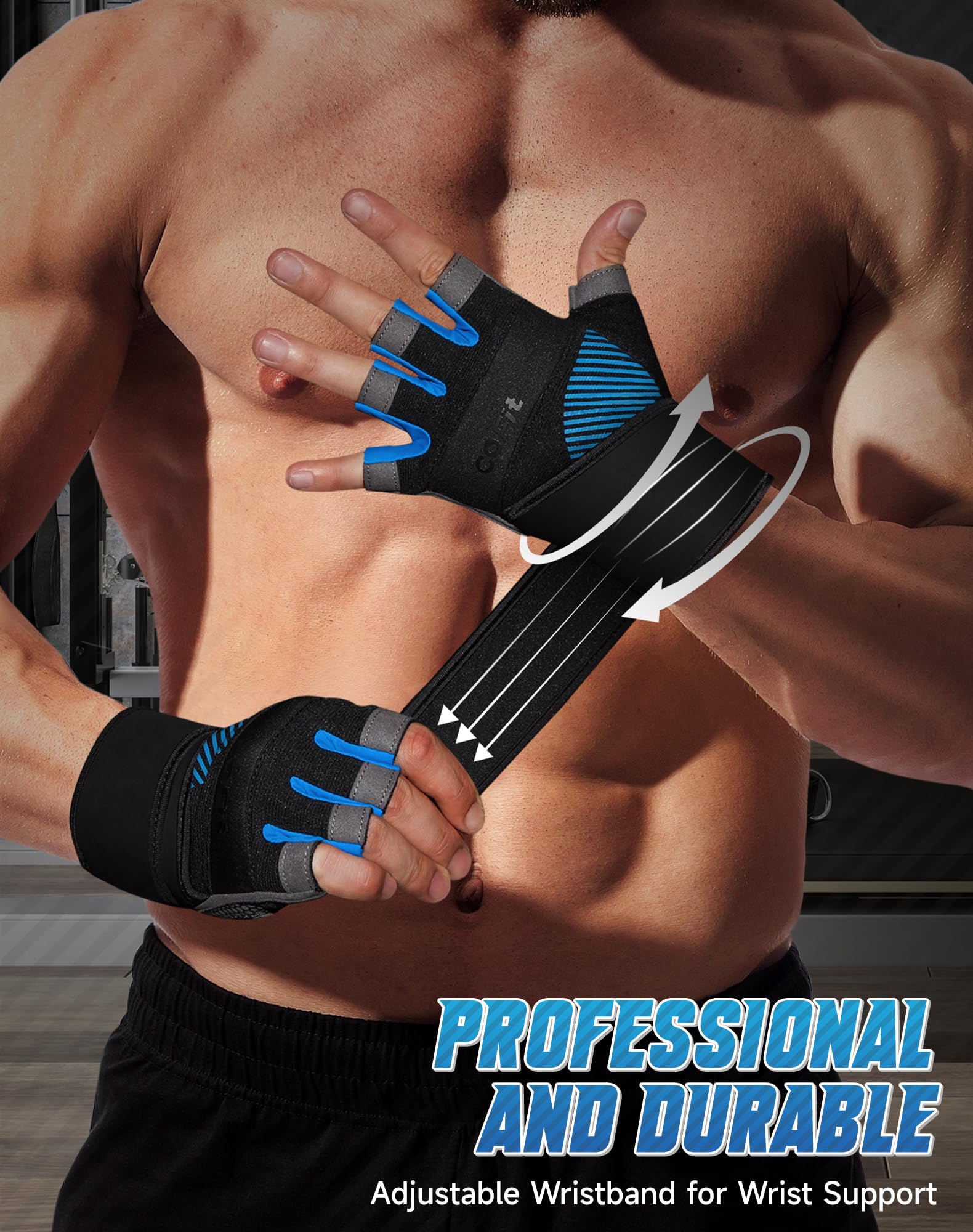 COFIT Guanti da Palestra Traspiranti, Antiscivolo Guanti da Fitness con Supporto per il Polso Uomo e Donna per Sollevamento Pesi, Esercizio Fisico, Allenamento, Gym, Bodybuilding