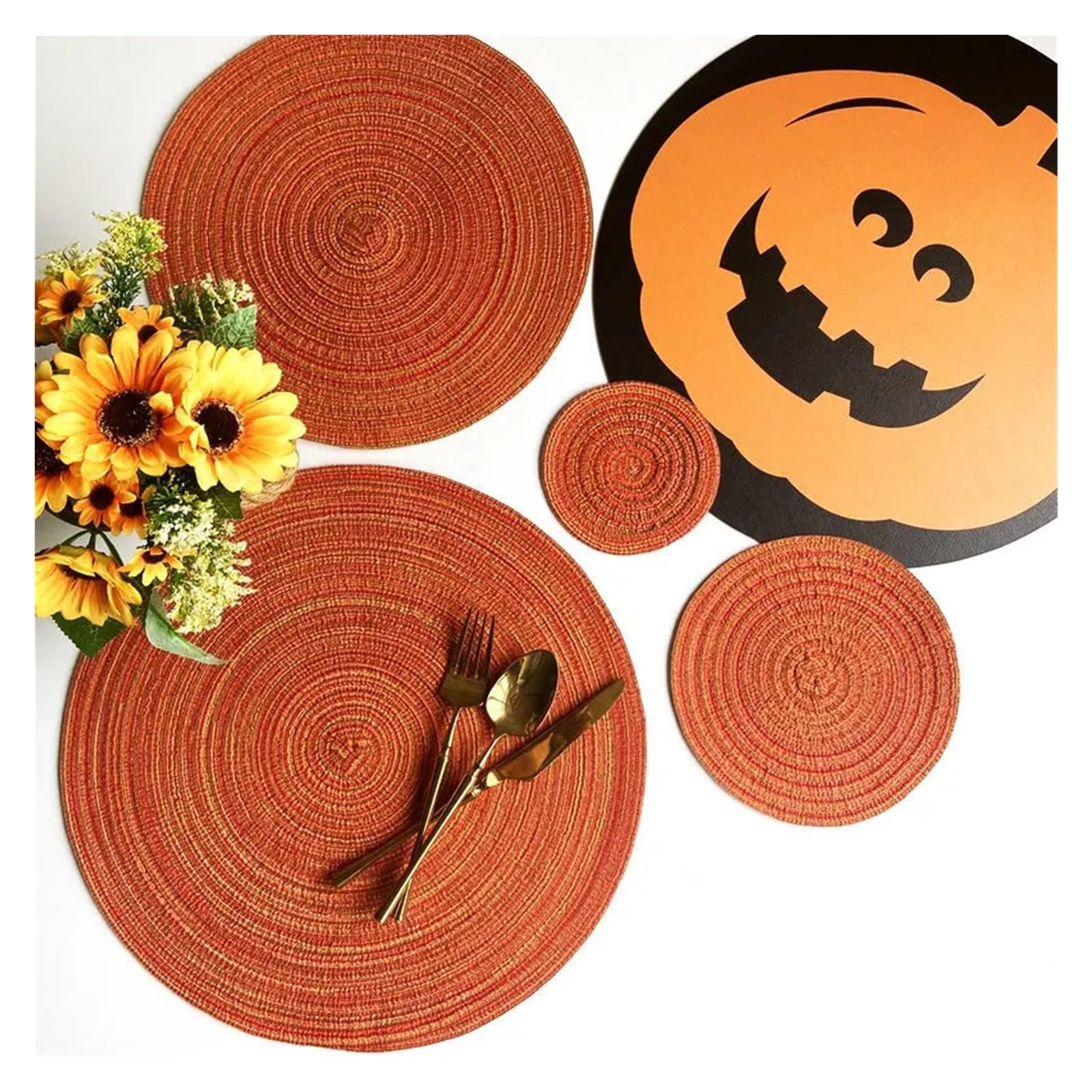 Lot de 36 dessous de verre isothermes en fil de coton de style nordique - Tapis de table rond tissé en ramie - Plaque d'isolation thermique anti-brûlure - Dessous de verre antidérapant (noir gris)