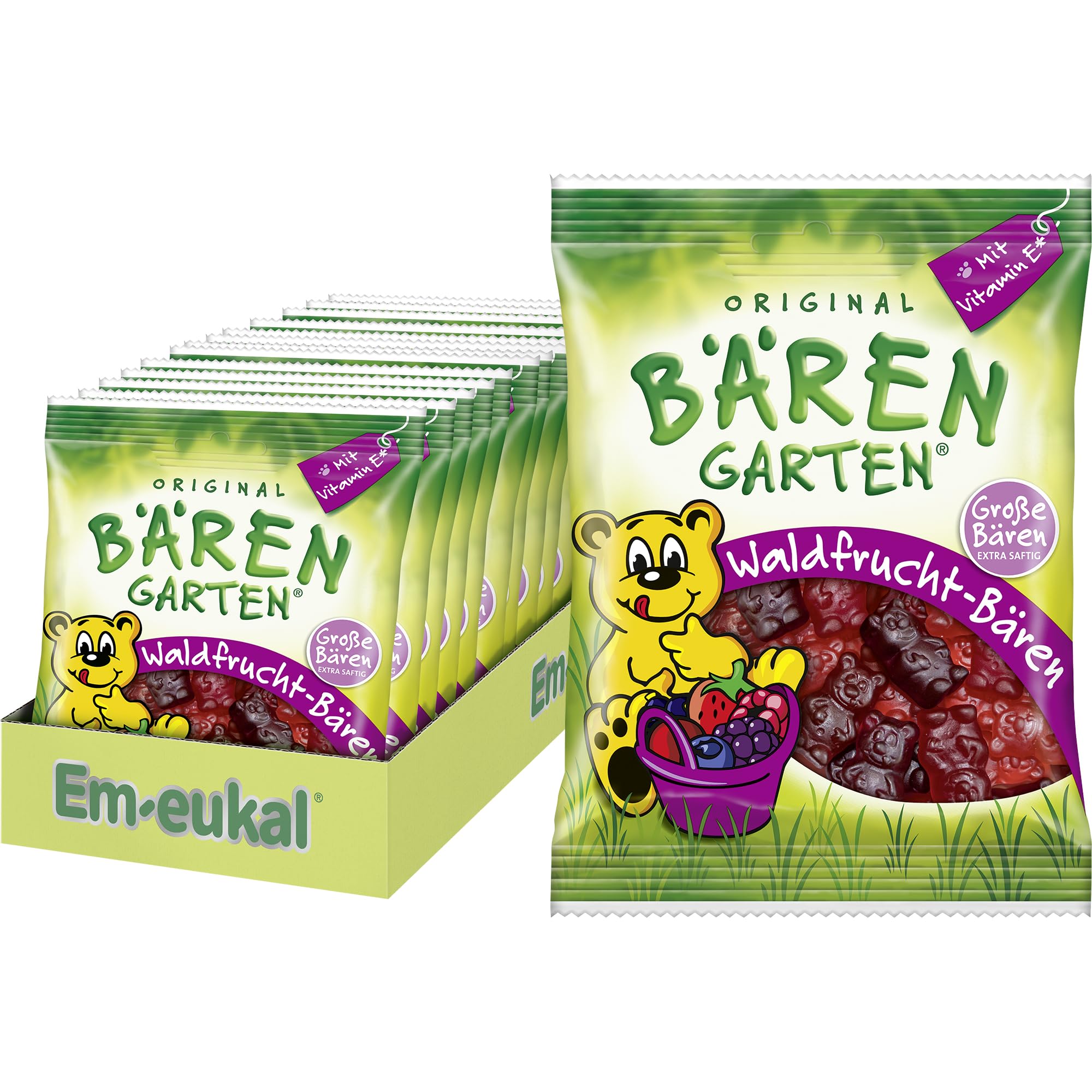 Bärengarten Waldfrucht-Bären mit Vitamin E 2.100g – Gummibärchen mit natürlichen Aromen – mit hohem Fruchtsaftanteil - gluten- & laktosefrei – mit fünf verschiedenen Geschmacksrichtungen - (14x150 g)
