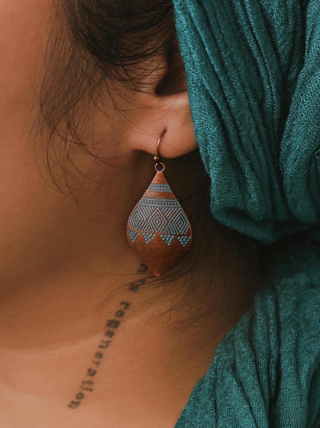 MINACHI Ethnic Vintage Bohemian Retro Antique Turquoise Color Theme Dangle Drop Earrings, Boho Jewelry Gift for Women - Image 6