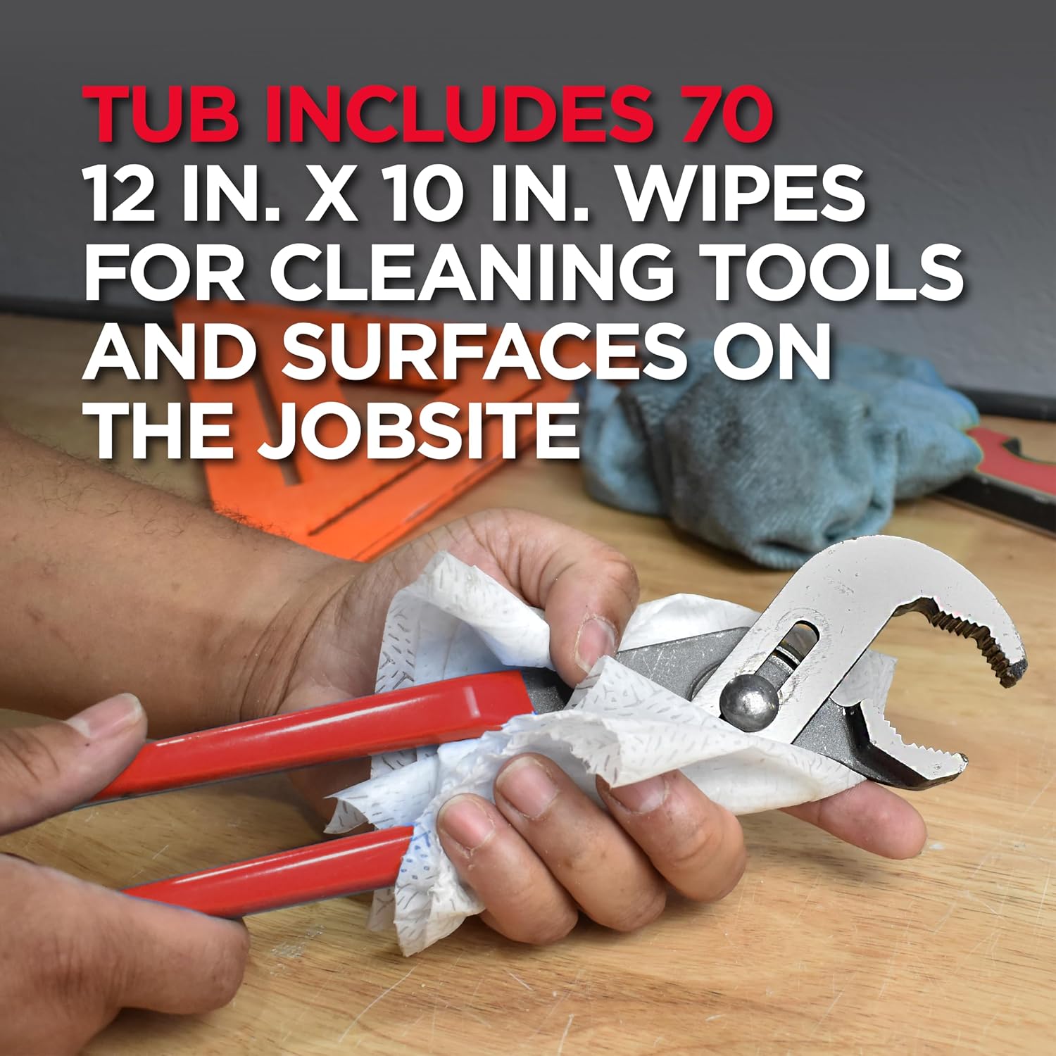 Oatey Hercules 12 in. x 10 in. Multi-Purpose Jobsite Wipes, Dispenser Tub of 70 Towels 45333-1 Each | Dispenser tub, 70 towels, model 45333-1