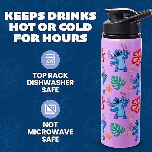 Miniatura 4 de Silver Buffalo Disney Lilo and Stitch Tropical Sitting Stitch Double Walled Stainless Steel Water Bottle, 25 Ounces