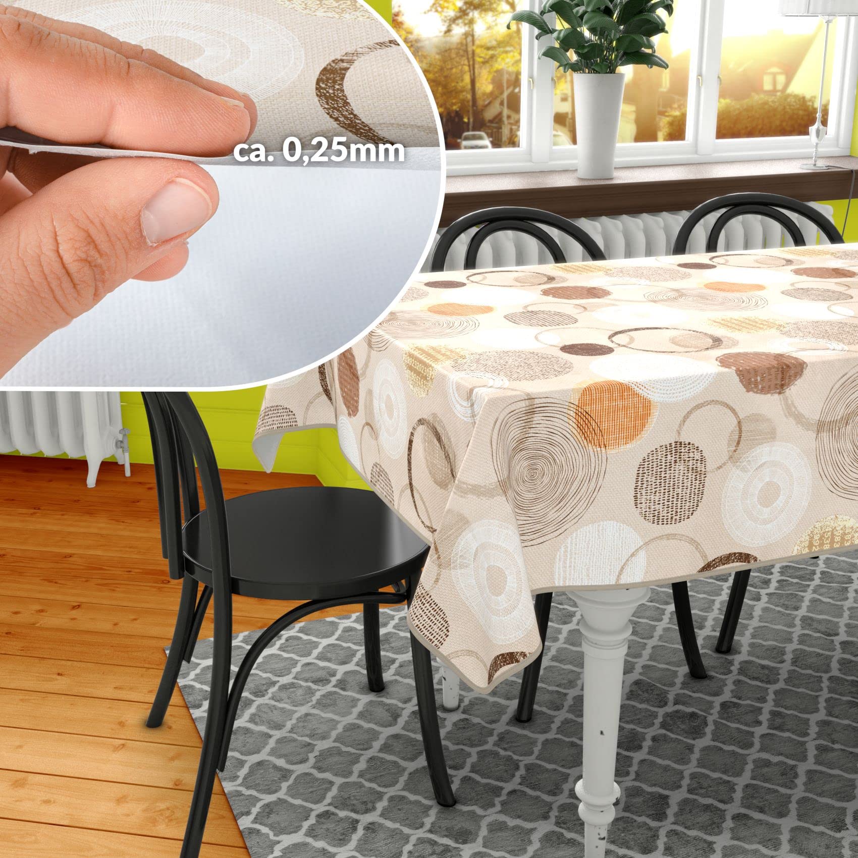 Nappe En Toile Cirée Lavable - En Plastique Lisse - Avec Ourlet Paris France - 240 X 140 Cm