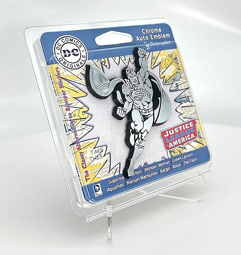 Miniatura 5 de Elektroplate Figura retro de Superman de DC Comics con licencia oficial del fabricante original del equipo, emblema cromado para automóviles,