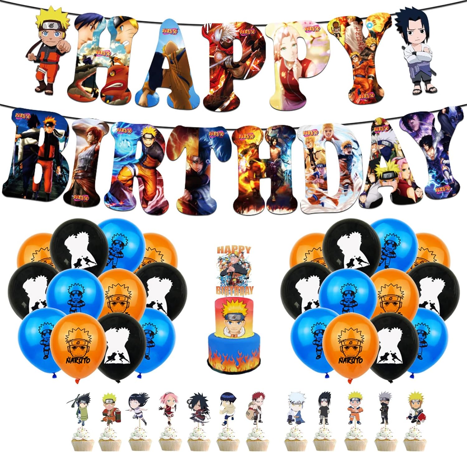 38 Pièces Decoration Anniversaire Naruto, Wopin- Kit Anniversaire