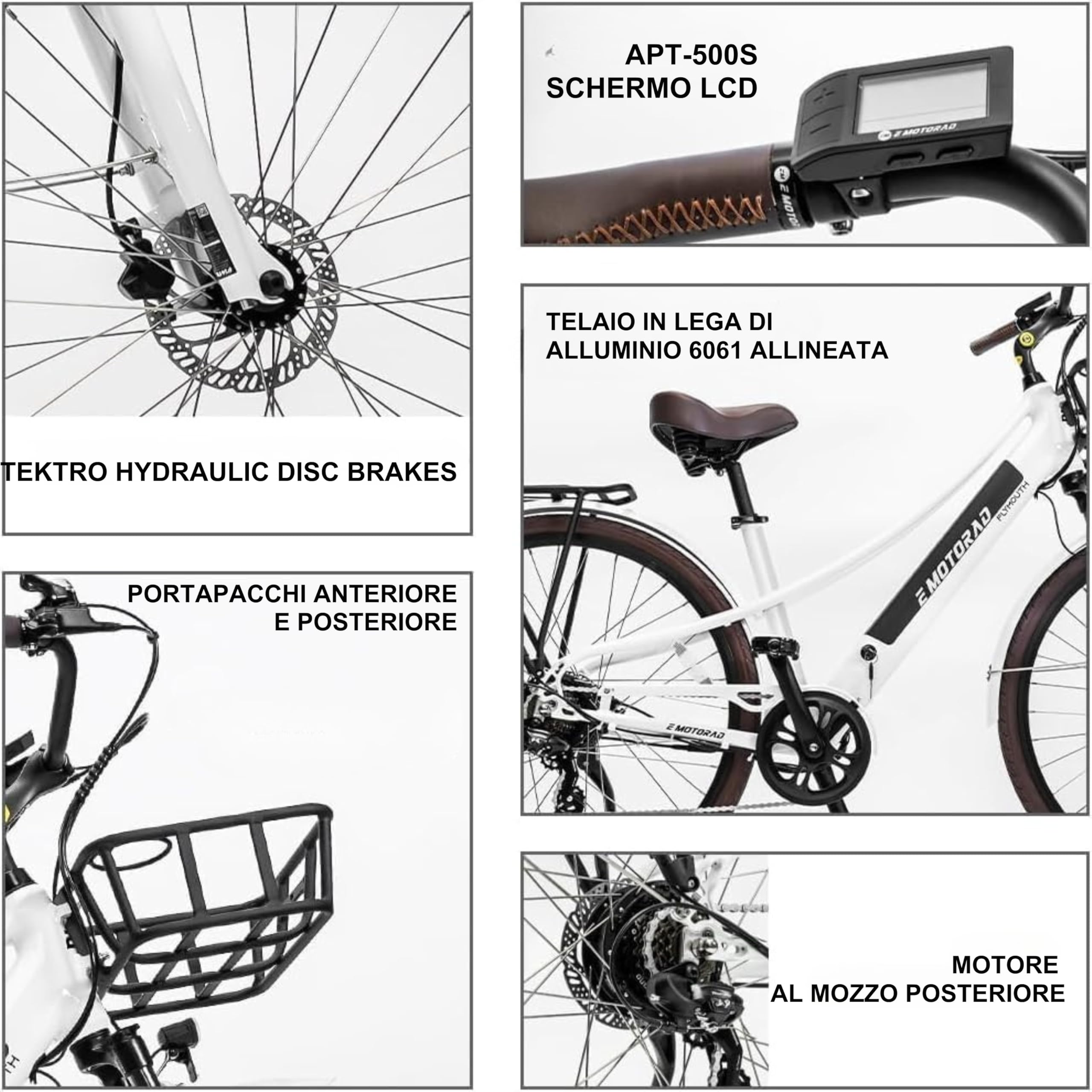 EMotorad Plymouth - Bicicletta Elettrica Urbana per Adulti | Pneumatici CST 700C | Motore 36V 250W | Batteria Rimovibile 420 Wh | Telaio Basso in Alluminio | 5 Livelli di Assistenza