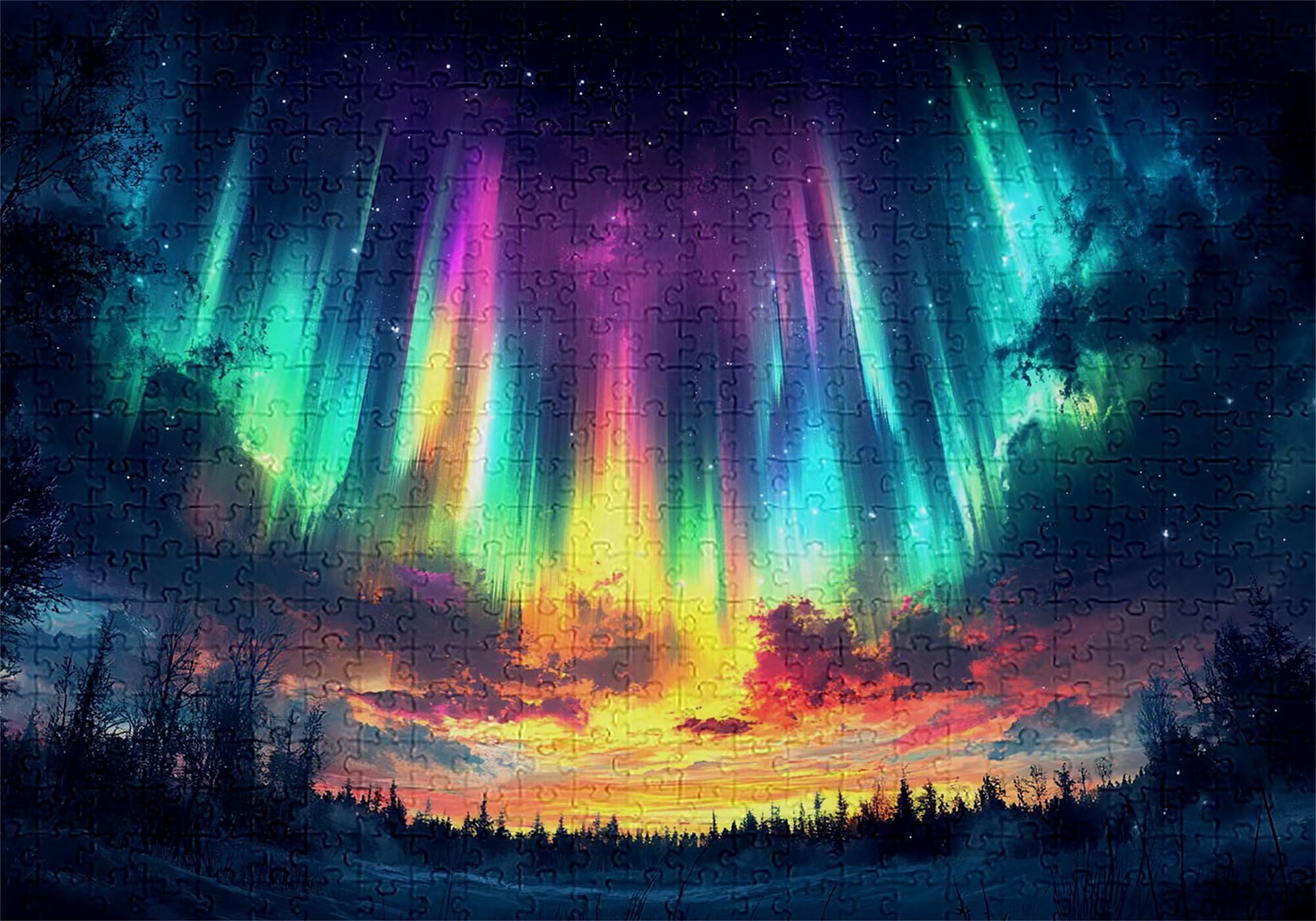Puzzle 4000 elementów zorza polarna puzzle dla dorosłych natura 141 x 87 cm unikalne rzemiosło klasyczne 3D drewniana układanka do rodzinnych gier biznesowych, układanka zrób to sam do dekoracji ścian