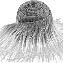 Frosted Grey 2x60 Inch Faux Fur Shaggy Plush Faux Fur, Fabric Pre-Cut Strip Fluffy Fluffy Faux Fur, Craft Beard Hair, Mustache Miniature Doll Rug Mat Gift, Winter Halloween Costume New