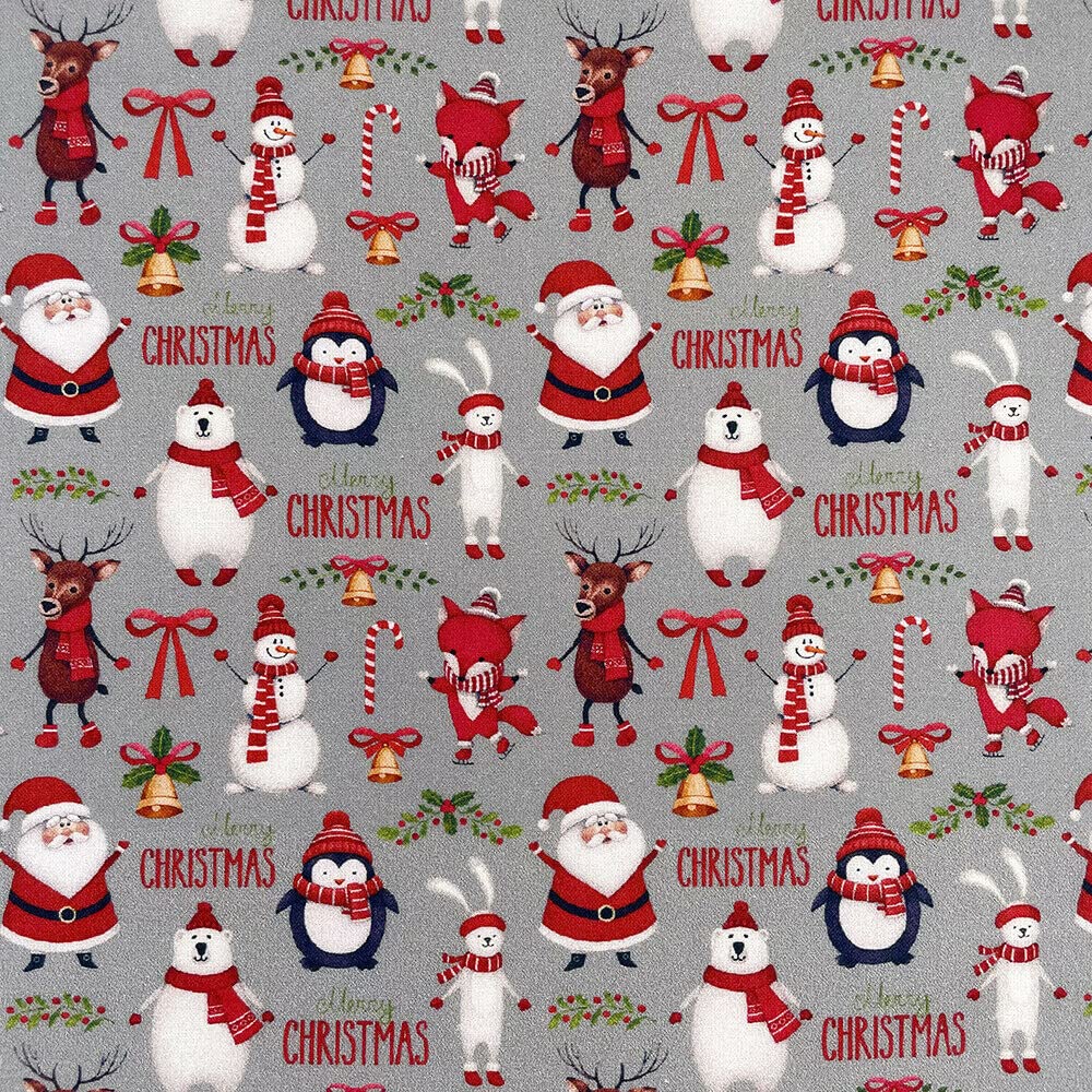 100% Cotton Christmas Fabric Material Sold By the Metre 140cm Wide - Merry Christmas Silver - CC345 - Half METRE โ image 1