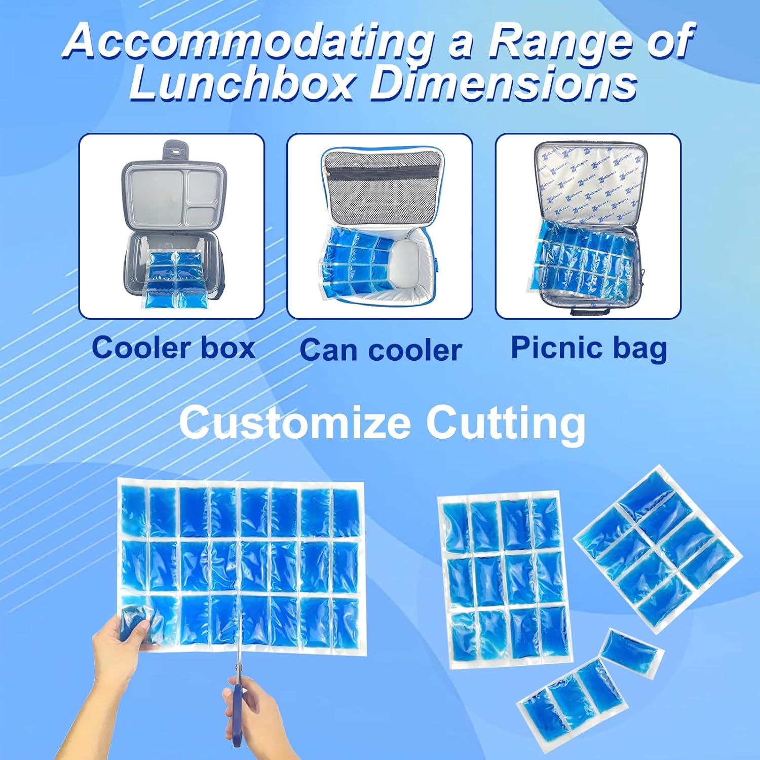 SportEmblema Reusable Ice Pack for Cooler - 2 Pack Large Ice Blanket, Easy to Cut Ice Sheet for Lunch Box/Bag, 14.76"x10.43" Long Lasting Freeze Ice Packs for Meal Prep, Non-Toxic BPA Free - Image 3