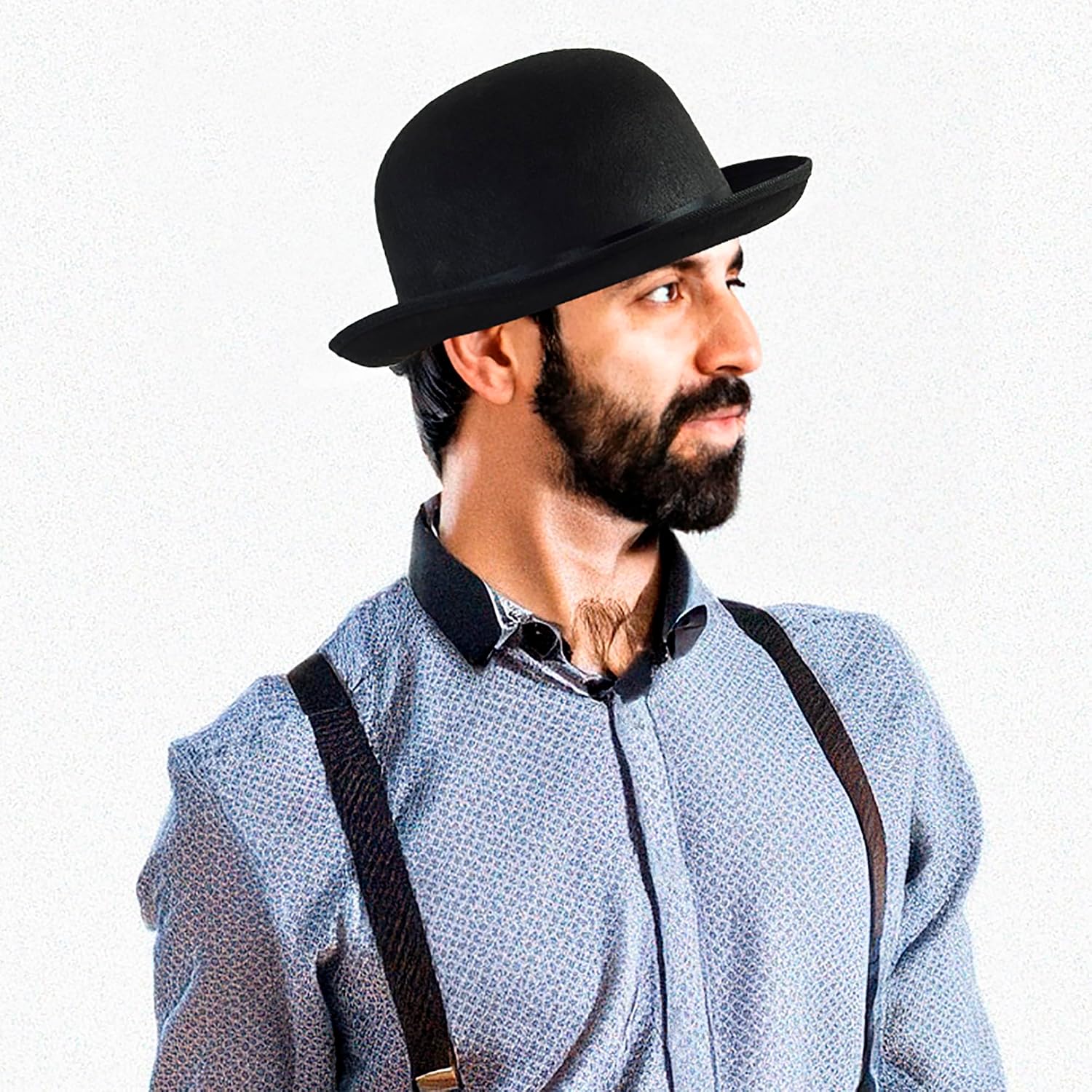 Black Felt Derby Bowler Hat – Classic Derby Hat, Steampunk Costume Accessory, Vintage 1920s Style, Ideal for Theater, Jazz, and Formal Wear, Good for Winter, Fashion Cap, Men and Women – Black Color