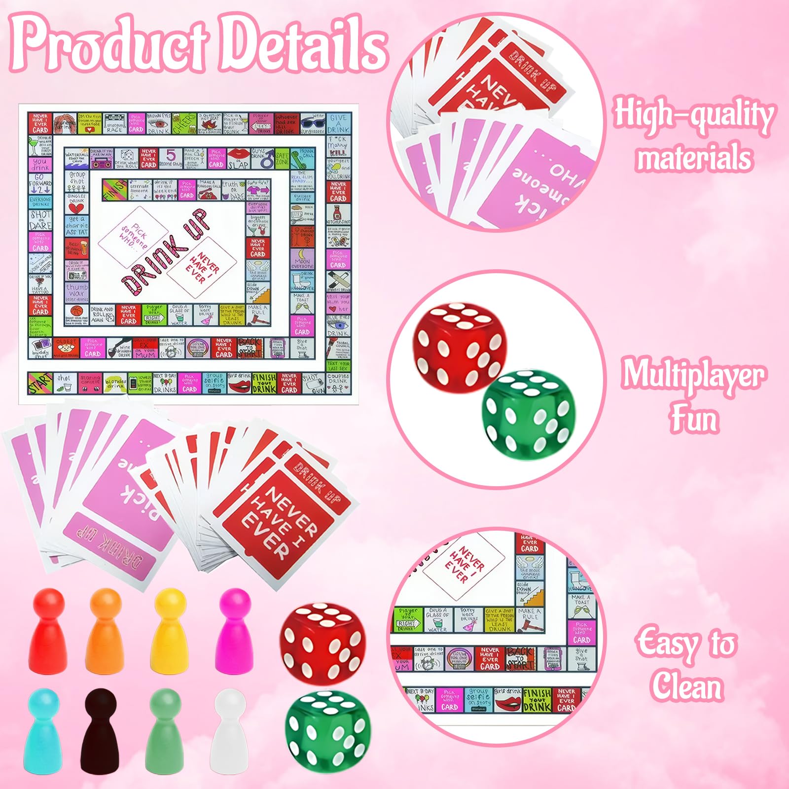 SrgPui Drinking Games, Adult Party Board Game, Fun Drinking Games for Adults Girls Night, Bachelorette Parties, 2-8 Players - Image 3