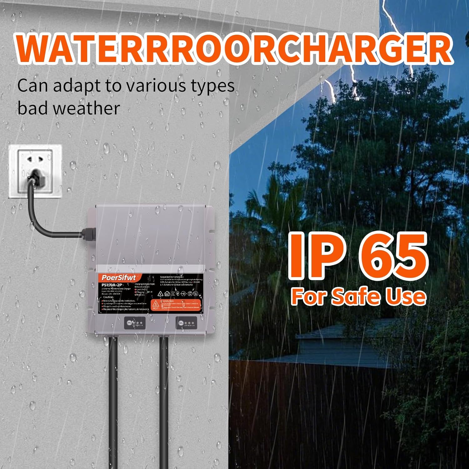 2 Bank 12V 10A Marine Battery Charger, Dual Output Smart Charger for LiFePO4, Lithium, Lead Acid Batteries, with 0V Start for Boat, RV, Trolling Motor, Lawn Mower