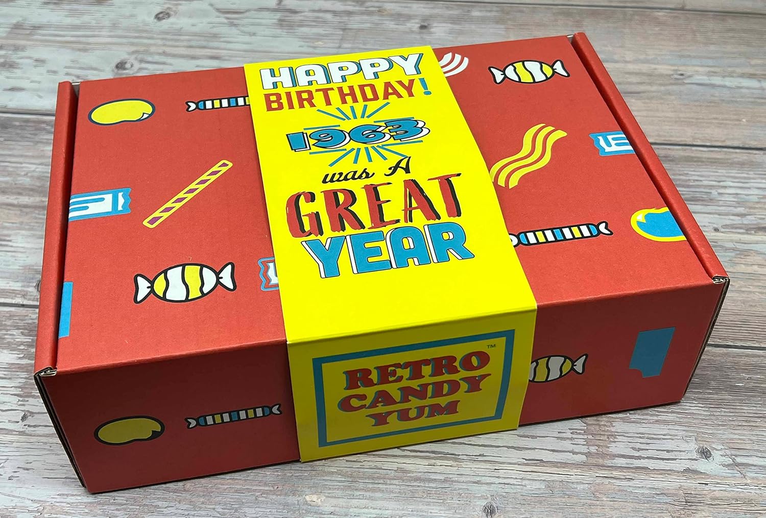RETRO CANDY YUM ~ 1963 63rd Birthday Gift Basket Box of Nostalgic Candy From Childhood For 63 Year Old Man or Woman Born 1963 Jr
