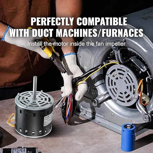 Miniatura 6 de VEVOR Motor soplador de horno de 12 HP, 208230 V 2.7 amperios, 1075 rpm, 5 velocidades, rotación CWCCW, 48 marcos de 3.4 pulgadas de longitud del