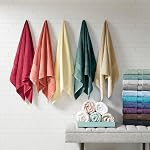 Madison Park Signature 800GSM 100% Cotton Luxury Bathroom Towels,Long Oversized Linen Cotton Bath Towel Set, 8-Piece Include 2 Bath Towels, 2 Hand Towels & 4 Wash Towels, Cream