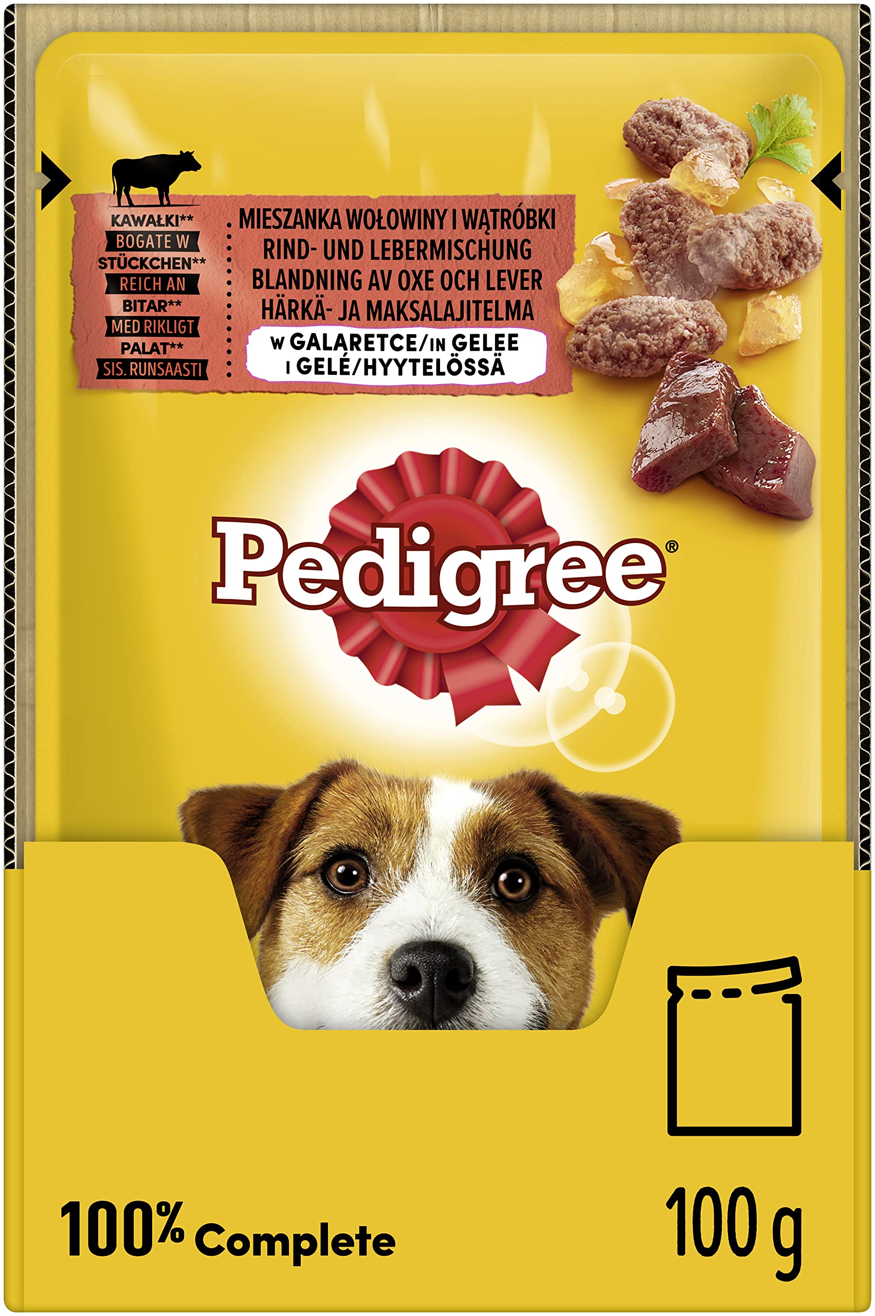Pedigree Vital Protection Lot de 24 sachets de Nourriture Humide pour Chien avec mélange de bœuf et de Foie en gelée, 24 x 100 g