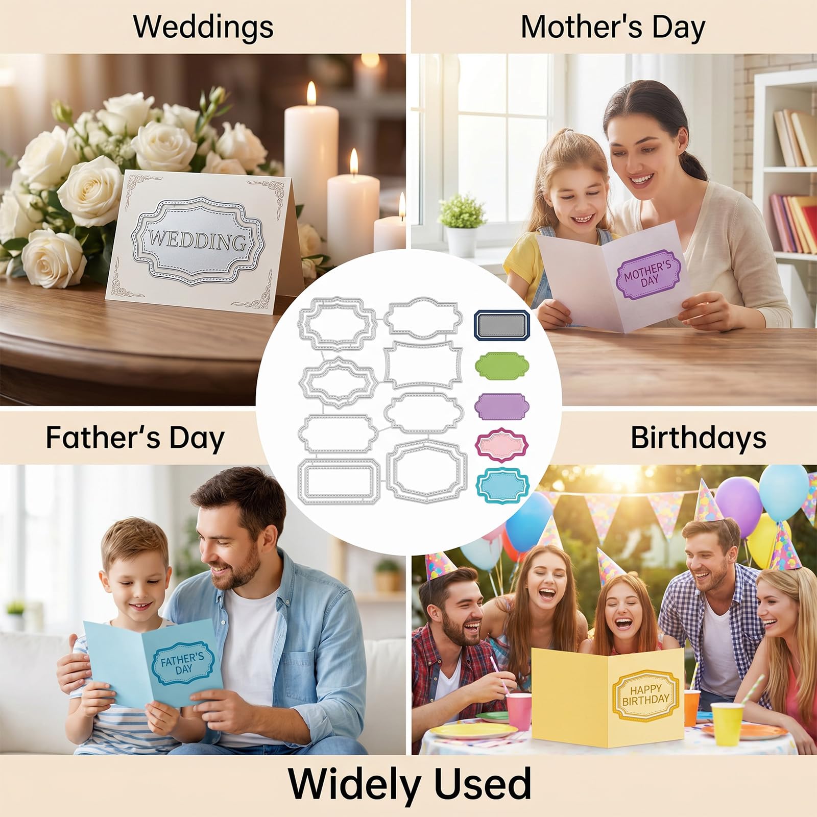 Metall-Stanzschablonen Set 8 Teile, Rechteck Etikettenrahmen Prägeschablone, Klein Stanzschablonen für DIY Album, Kartenherstellung Und Scrapbooking, Kreative Papierprojekte & DIY-Geschenke