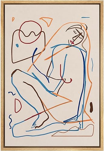 Miniatura 46 de MUDECOR Impresión en Lienzo Enmarcado Arte de Pared Azul Rosa Naranja Geométrico Bauhaus Collage Formas Abstractas Ilustraciones Bellas Artes