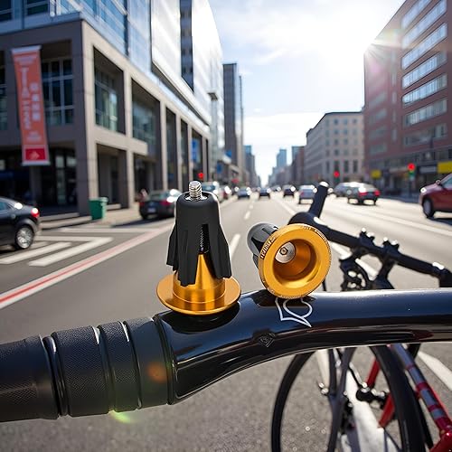 Miniatura 4 de 1 par de tapones dorados para manillar de bicicleta, tapones de extremo de barra de bicicleta, enchufe de barra de mango, para tapa de extremo de