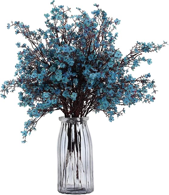 JAKY-Global Babys Breath Gypsophila Artificial Flowers 6 Bundle European Fake Silk Plants Decor Wedding Party Decoration Bouquets Real Touch DIY Home Garden (Autumn Blue)