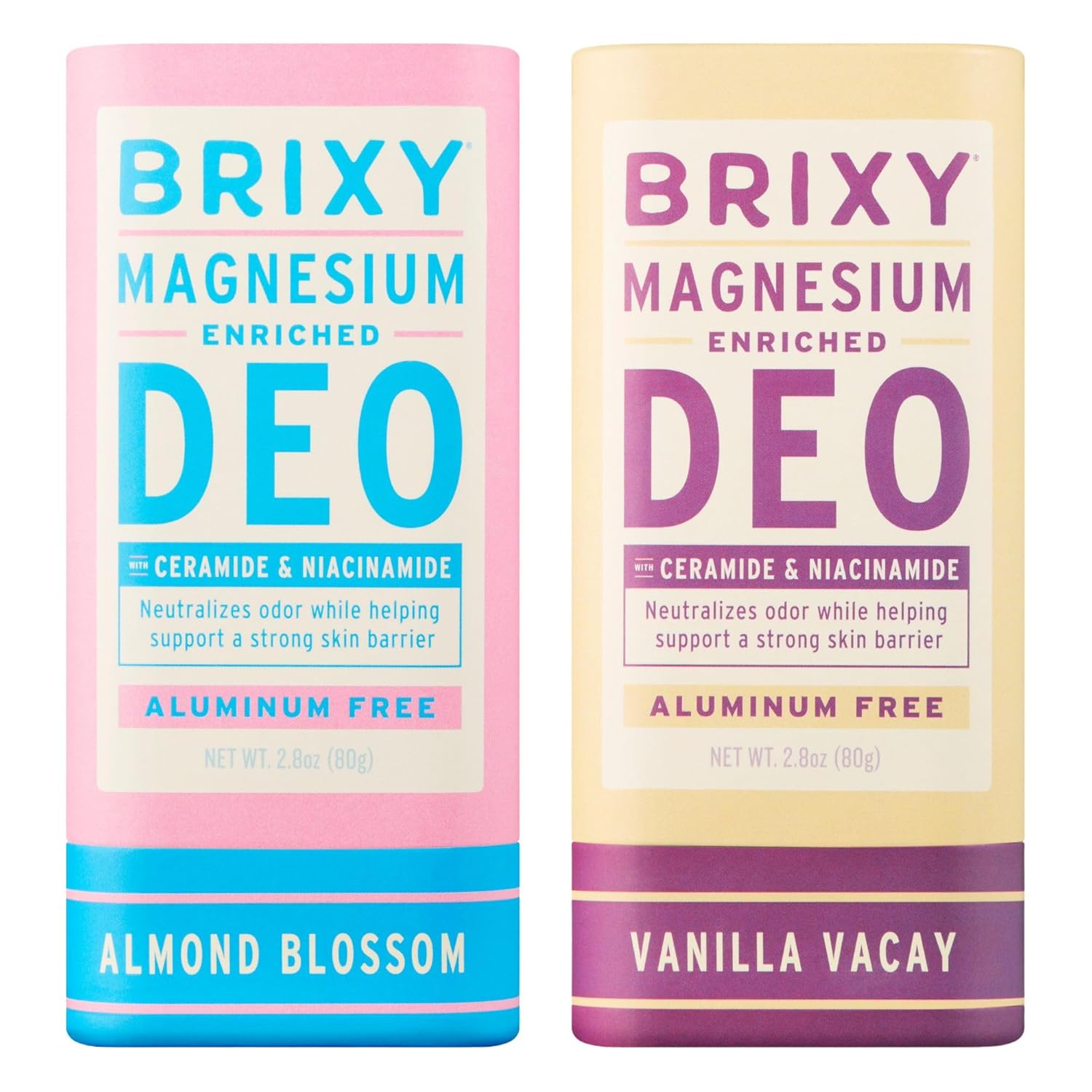 BRIXY Magnesium Deodorant, Effective Odor Control With Ceramide & Niacinamide For Skin Health, Aluminum Free, Baking Soda Free, Sensitive Skin Deodorant, Vegan, Plastic Free, Lightly Scented
