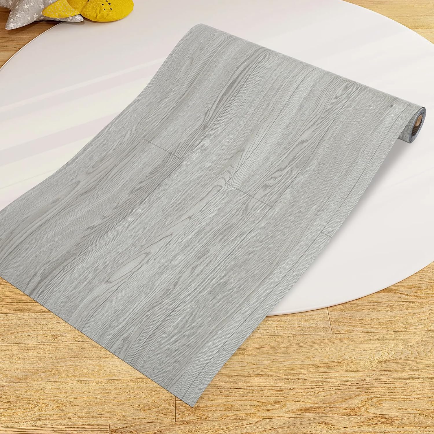 1 Roll Self Adhesive Floor Stickers Roll, Wear-Resistant PVC Flooring, Peel and Stick Floor Decal for Homes, Offices, Supermarkets, Easy Installation, Khaki