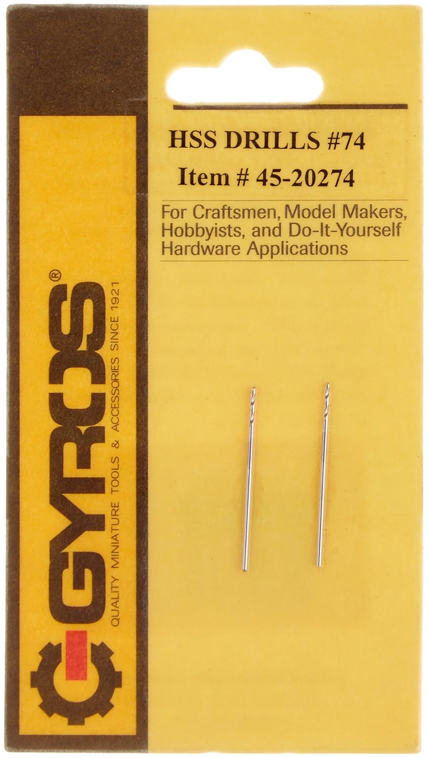 GYROS 2 PCS #63 Micro Drill Bit Set – Small Drill Bits for Jewelry, Plastic, Resin, & Soft Metal – High-Speed Steel Wire Gauge Mini Twist Drill Bit Set for Pin Vise Hand Drill & Rotary Tool