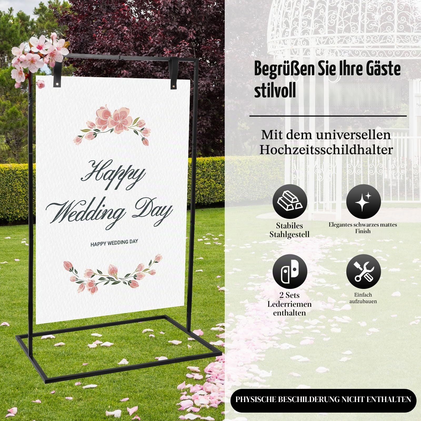 Hochzeitsschild Halter, 123 x 73 x 53cm Hochzeits Willkommensschild Halter, Staffelei Ständer für Poster, Künstler Leinwand Malerei Display aus Metall für Poster, Sitzplan, Reception and Decor