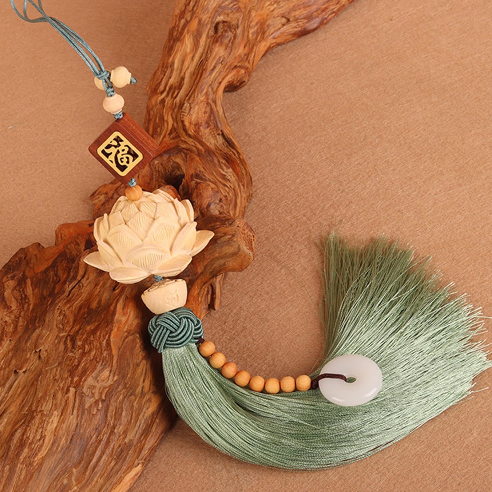 Pendentif de Rétroviseur de Voiture, Ornement Décoratif Universel à Pompon pour L'intérieur de La Voiture, Vert Clair