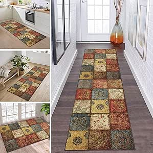 ZDYHMrj Tæppe løber gang skridsikker køkkenløber vaskbar boho 90X250 cm ...