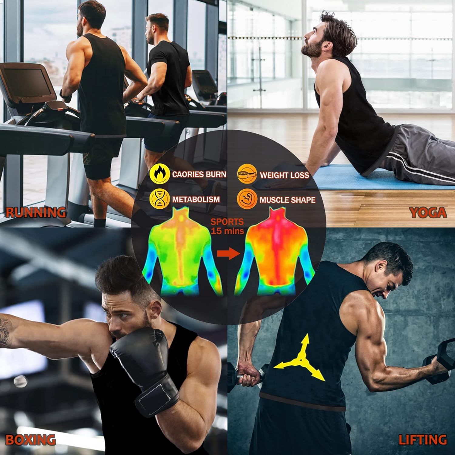 Sauna Shirt for Men, Short Sleeve Sauna Suit, Sweat Body Shaper Mens Sauna Vest Gym Exercise Tank Top - Image 6