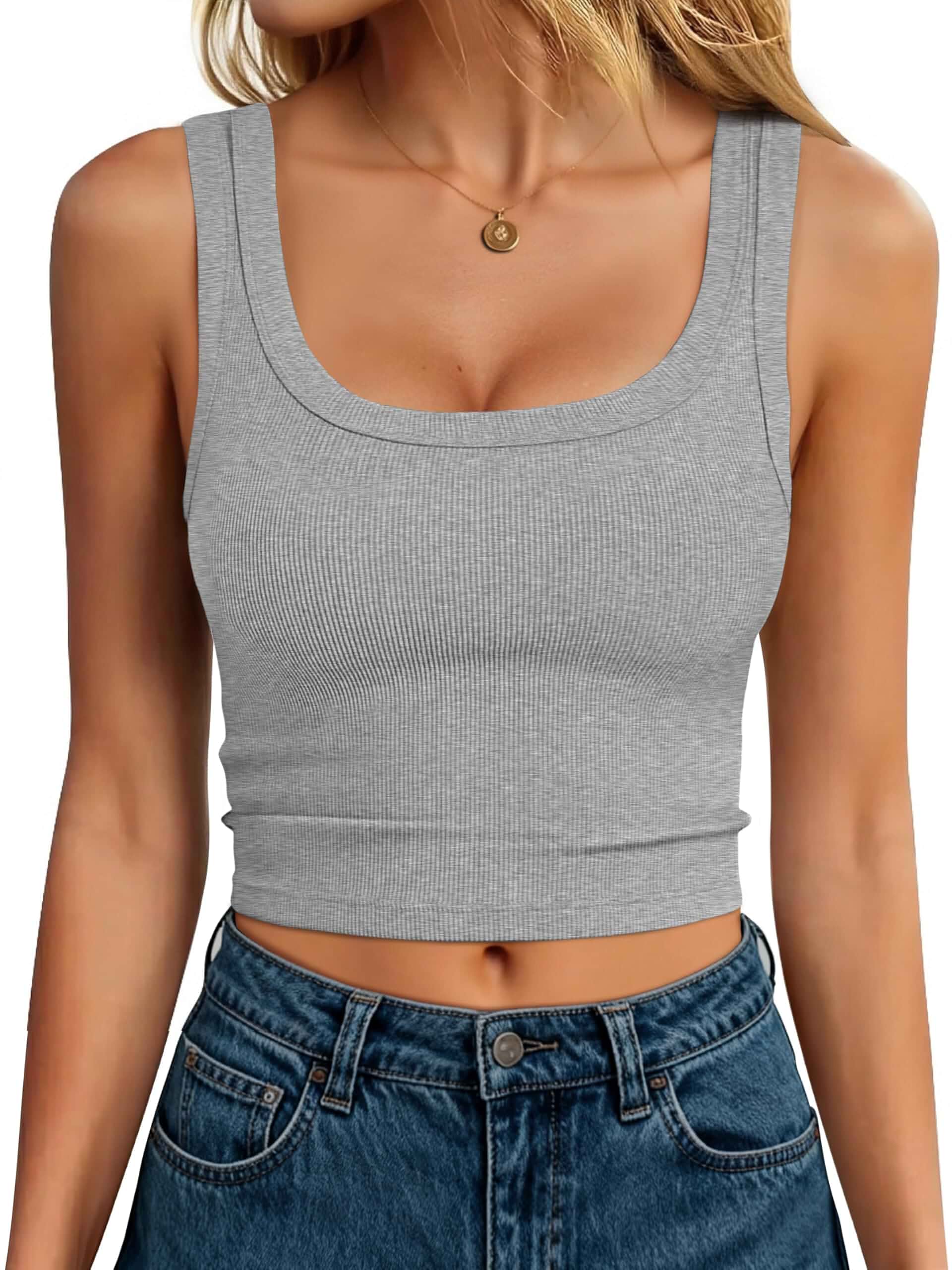 ANRABESS Womens Cropped Tank Tops Scoop Neck Top Ribbed Cami Sleeveless Summer Basic Everyday Casual Outfit,Slim Fit Wide Strap Stretchy,Layering Wear Going Out Cute Clothes