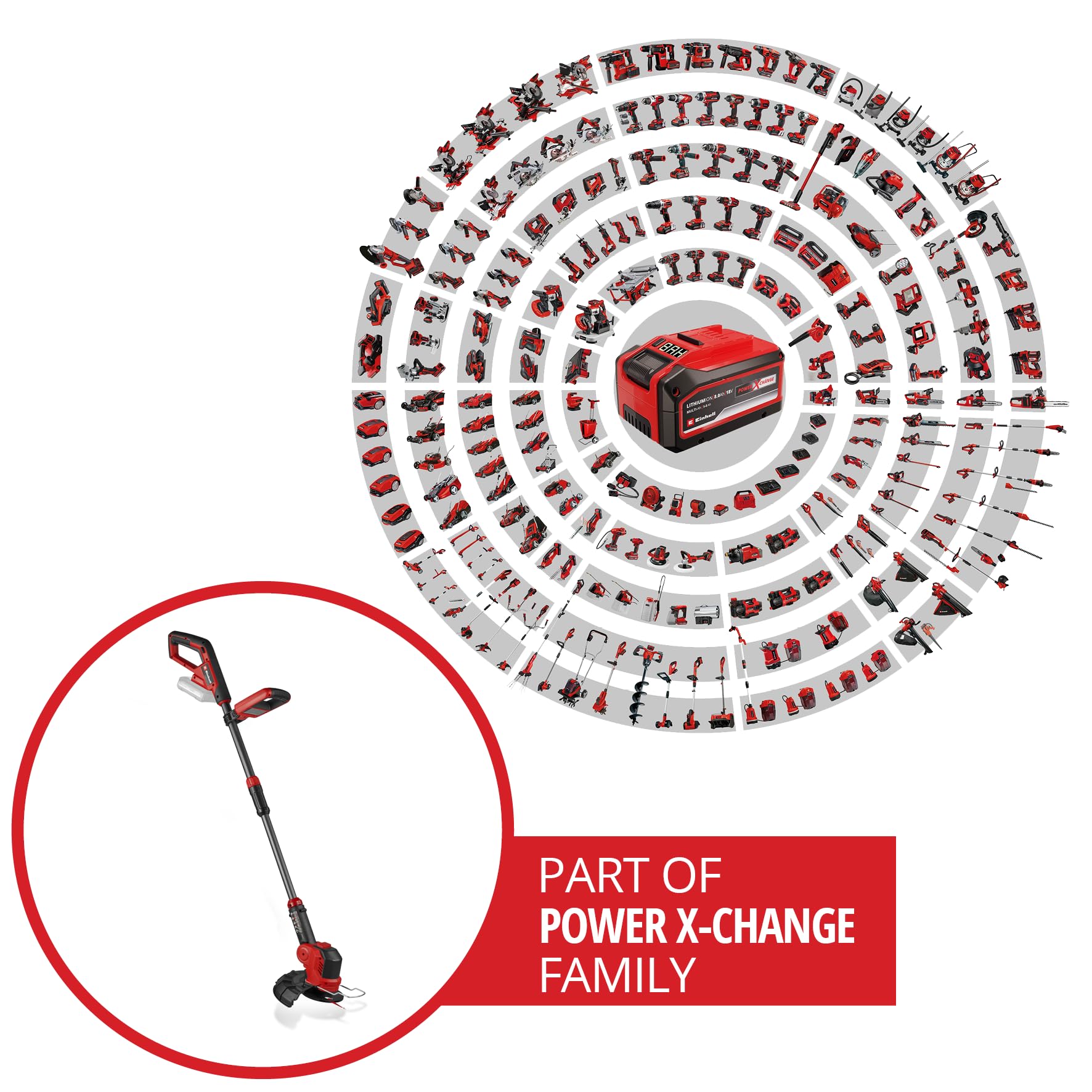 Einhell Decespugliatore GE-CT 18/25-1 Li-Solo Power X-Change (18 V, larghezza 25 cm, testata rotante e inclin., 20 lame, 1 bobina, senza batteria)