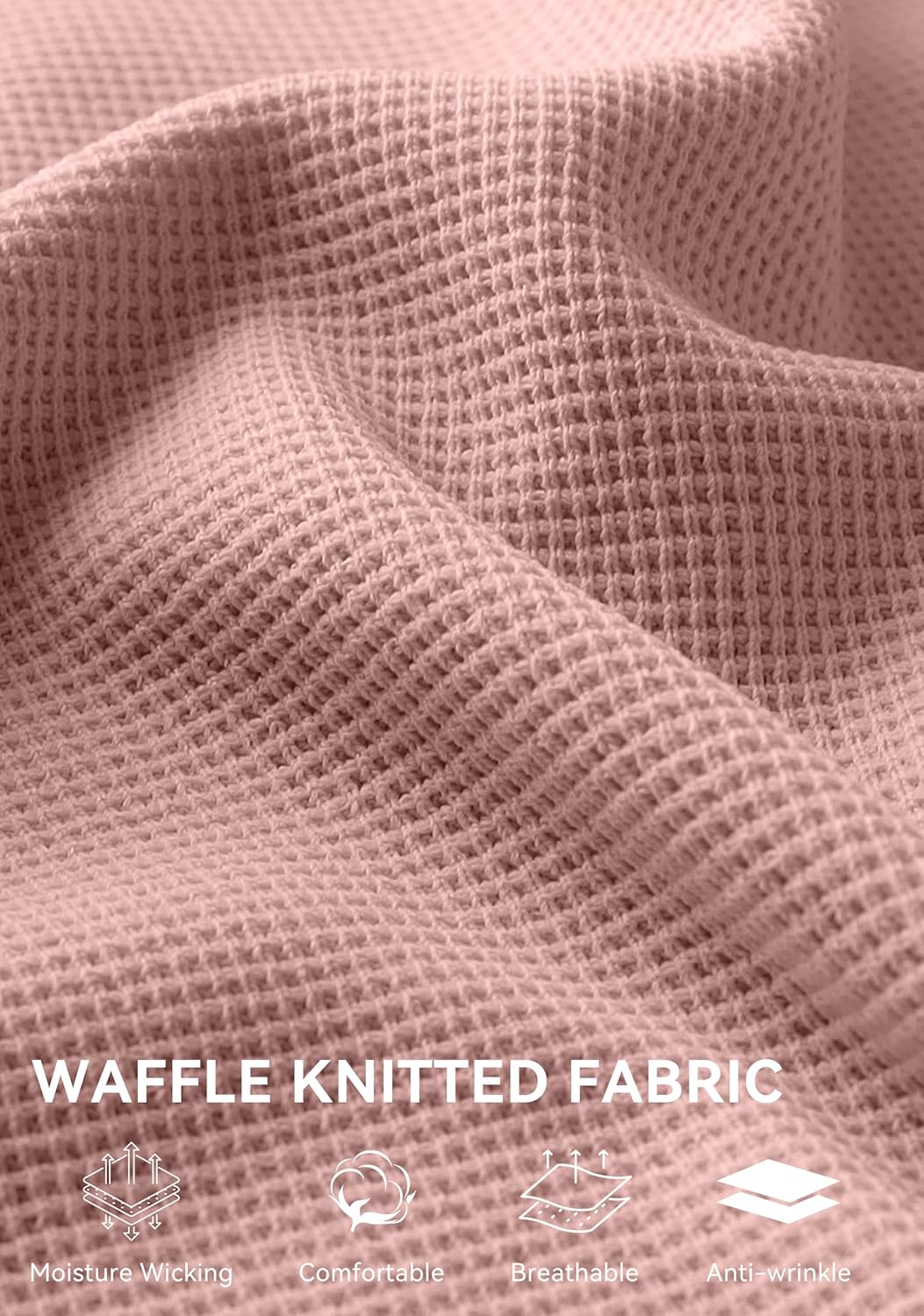 SANTINY Wide Leg Pants Woman Elastic High Waisted Waffle Knit Slacks Business Casual Work Pants Pleated Trousers with Pockets - Image 4