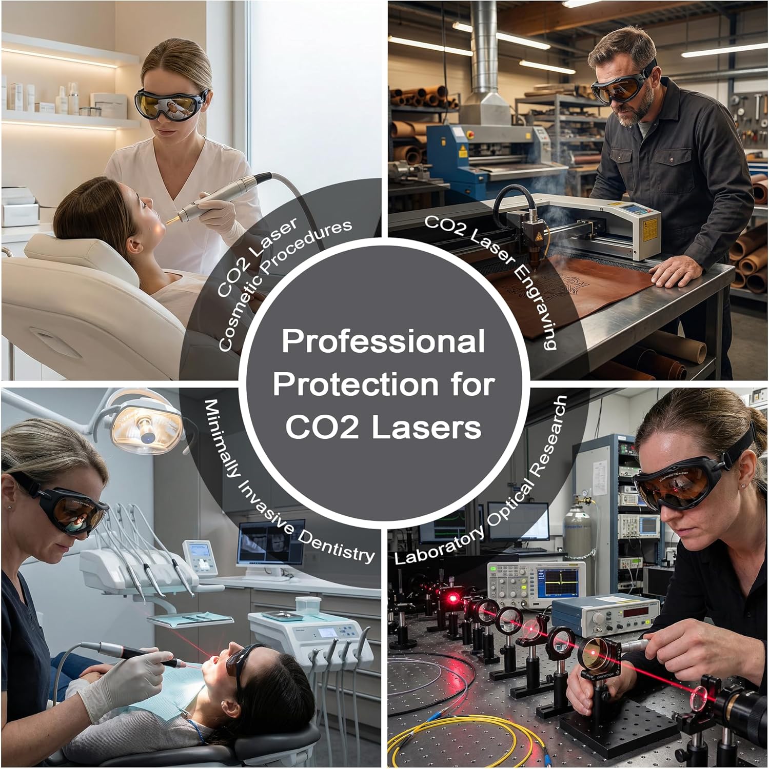 MCWlaser CO2 Laser Safety Goggles 10600nm 10.6um OD5+ Eye Protection Glasses For CO2 Laser Engraver Cutting Cutter EP-4 Style 10