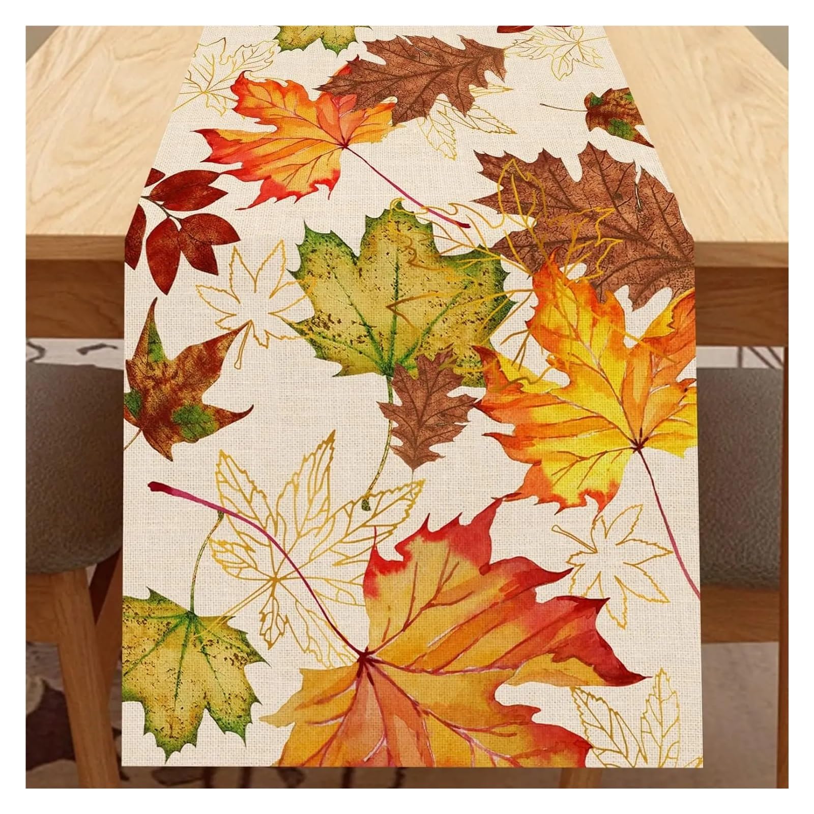 Table Runner Table Runners Fall Maple Leaves Linen Party Decor Autumn Dresser Scarf Holiday Kitchen Dining(01,180x33cm 70.8x13inch)