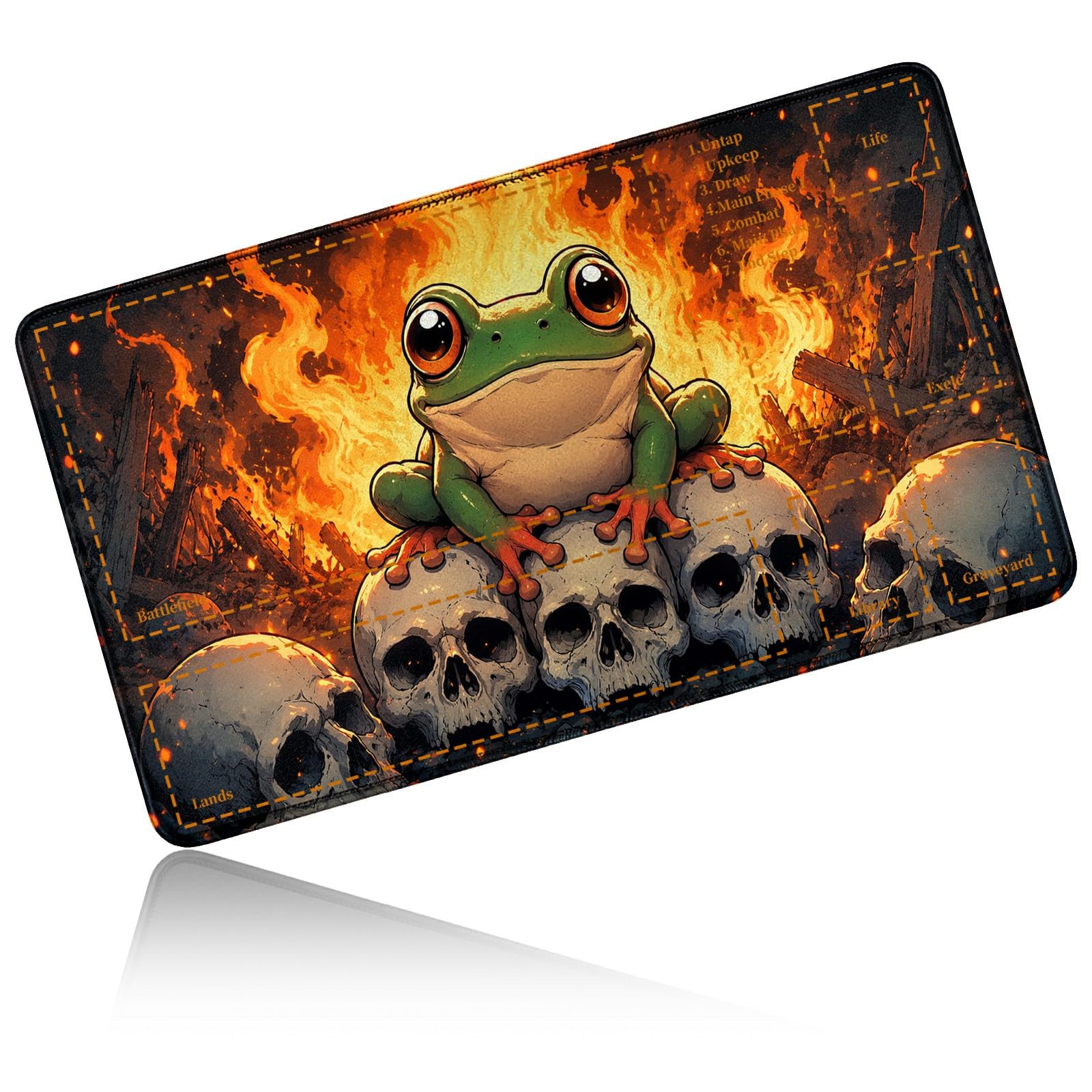 Dikoer for MTG/TCG Playmat w/Zones Commander Deck Mat, Skeleton Frog