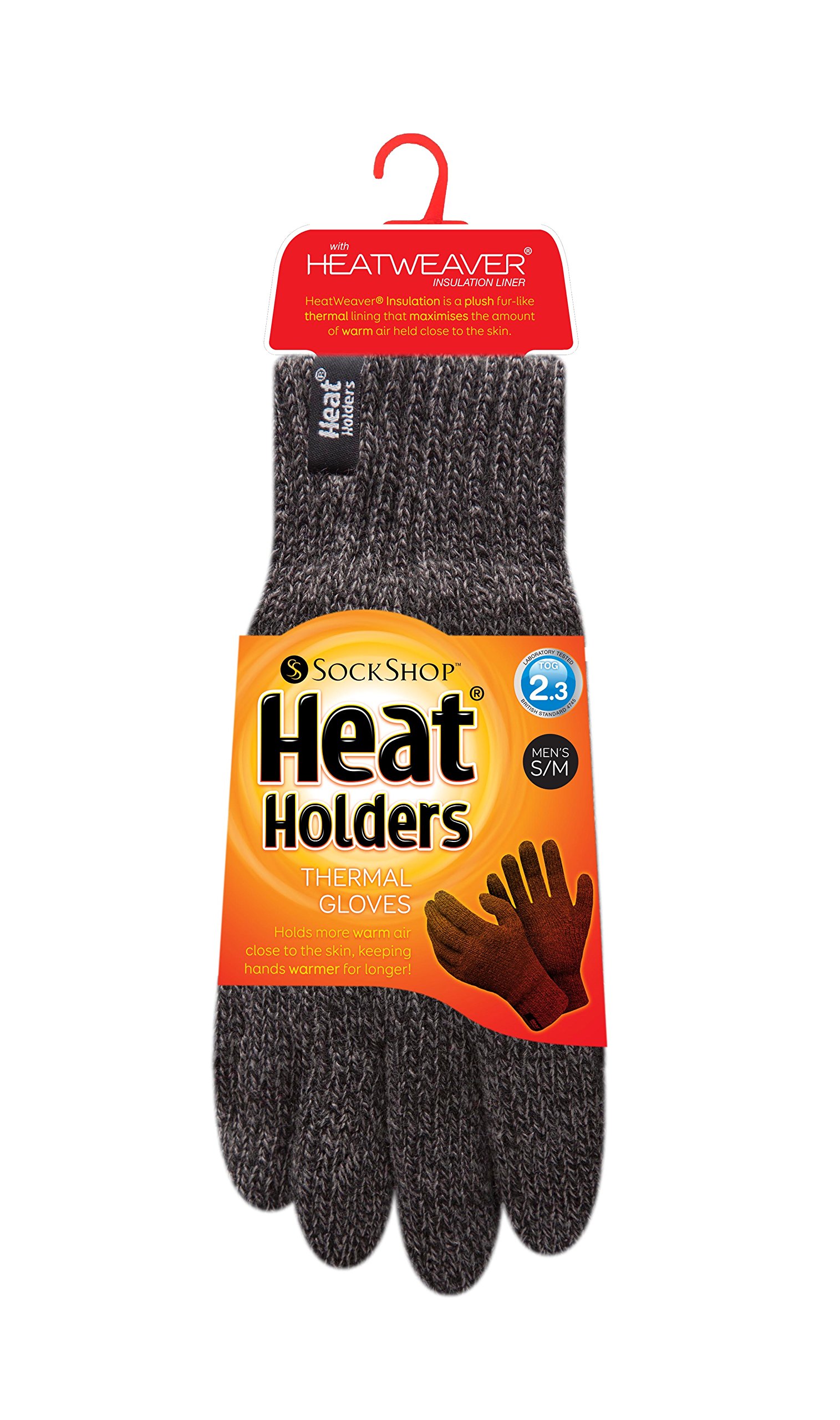 Men's 1 Pair of Heat Holder Thermal Gloves with Heatweaver Yarn Gray M/L